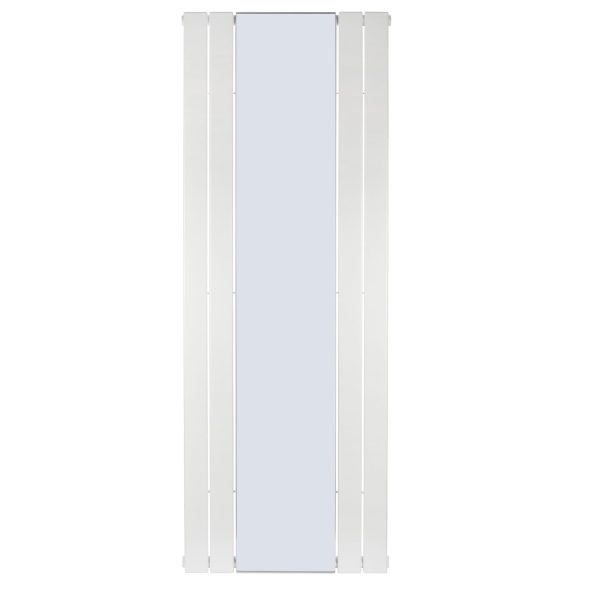 Дизайнерський вертикальний радіатор Mirror 1800×609 з дзеркалом, нижнє підк., білий