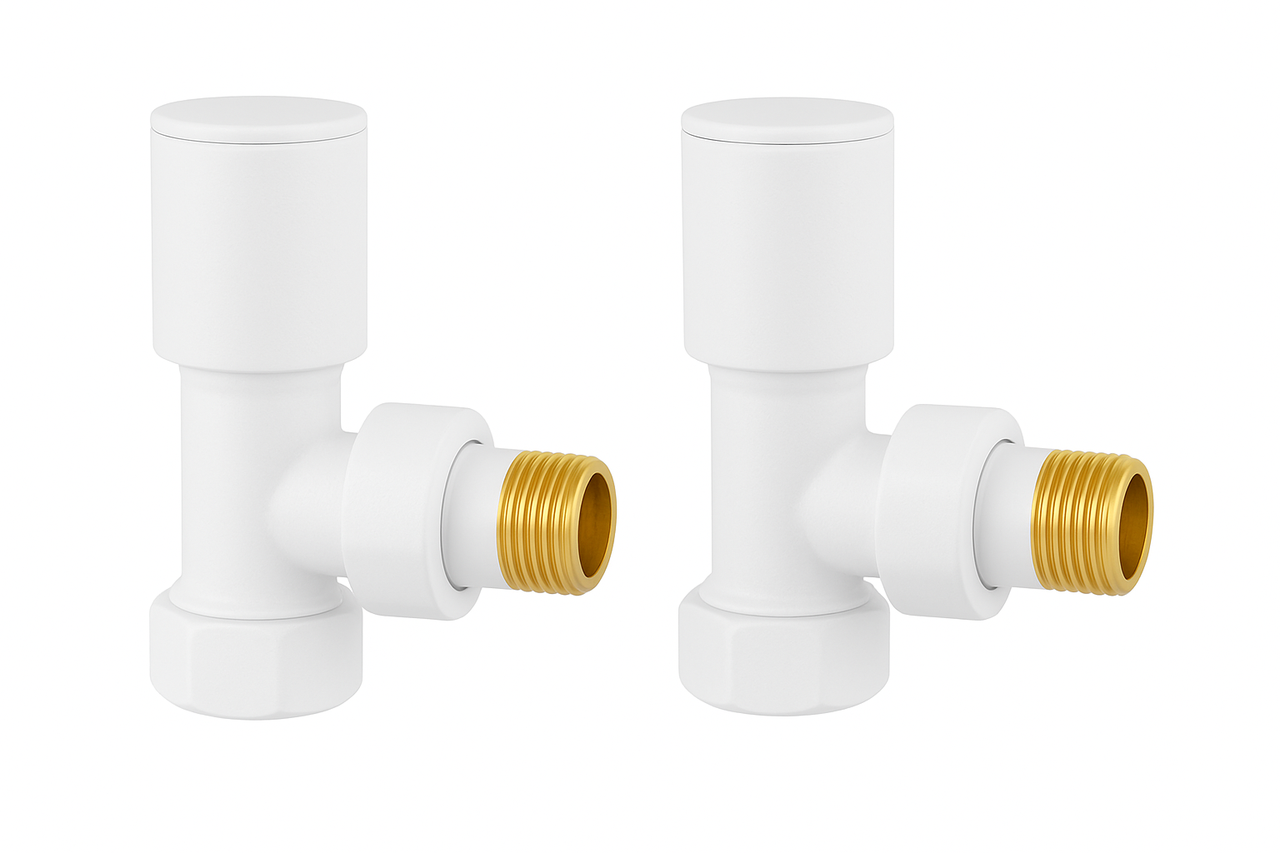 Комплект радіаторних кранів, кутовий, білий Warm Well