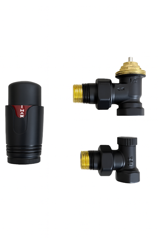 Комплект термостатичний кутовий чорний Warm Well